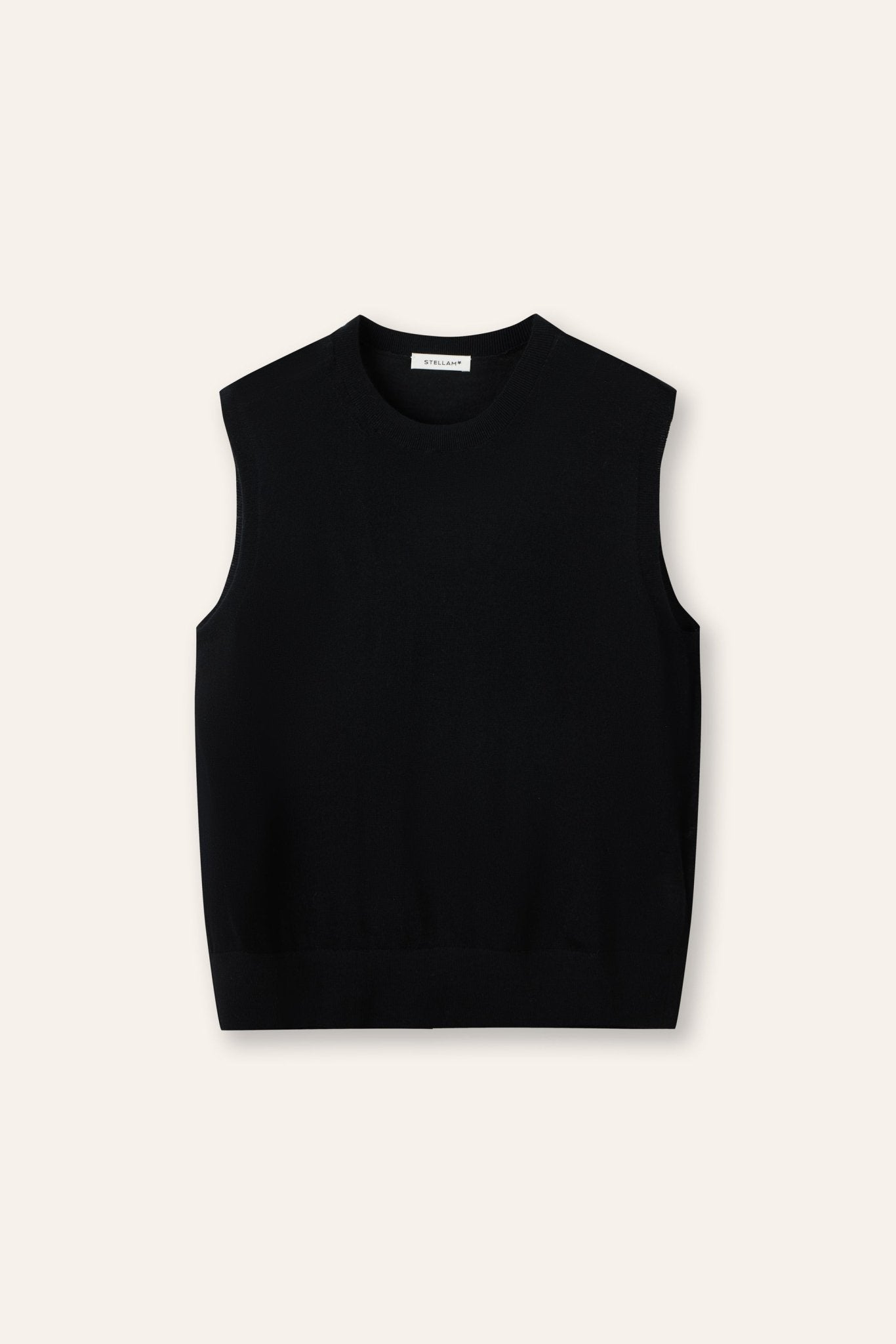 AMER superfine wool tank top (Black) - STELLAM