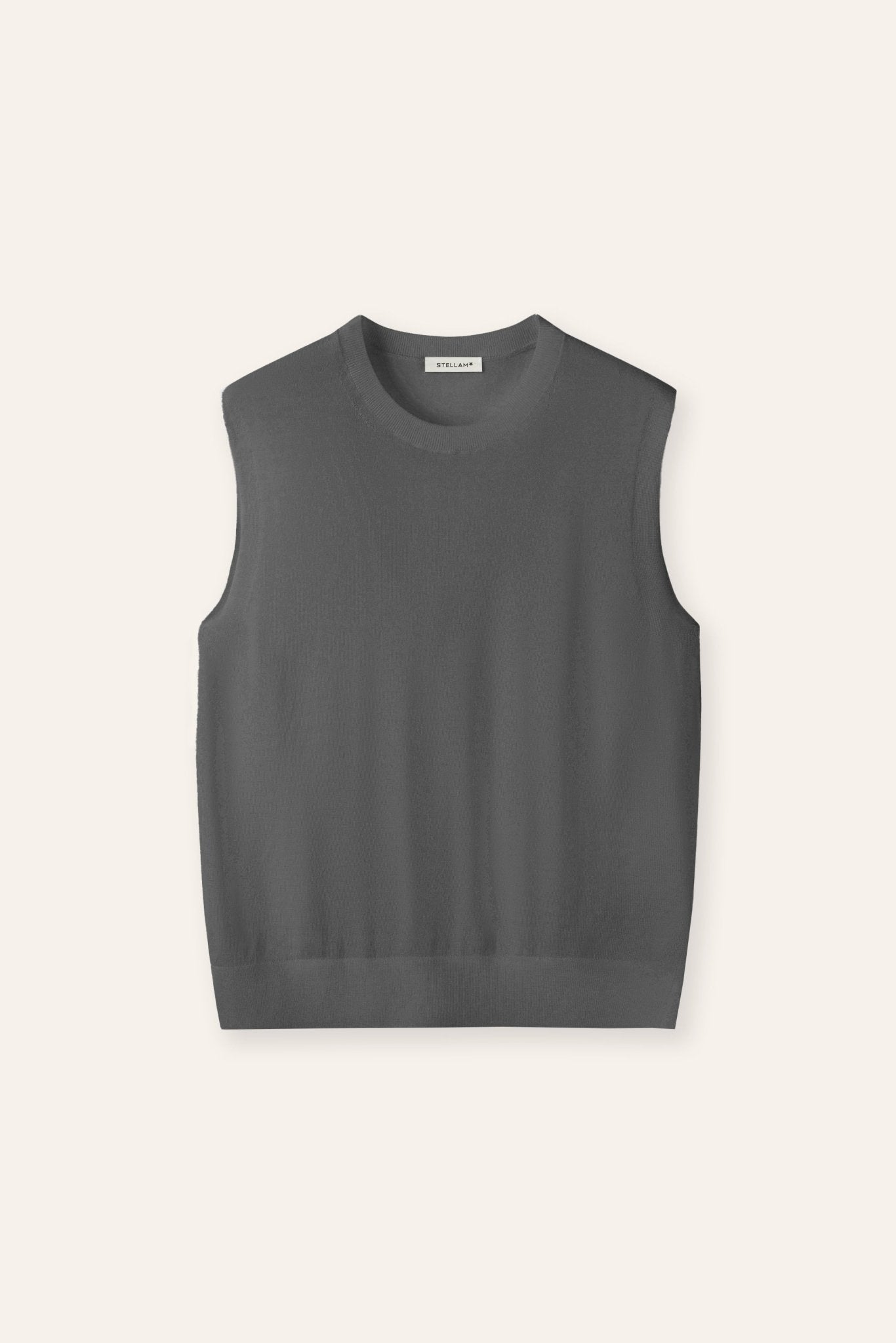 AMER superfine wool tank top (Grey) - STELLAM