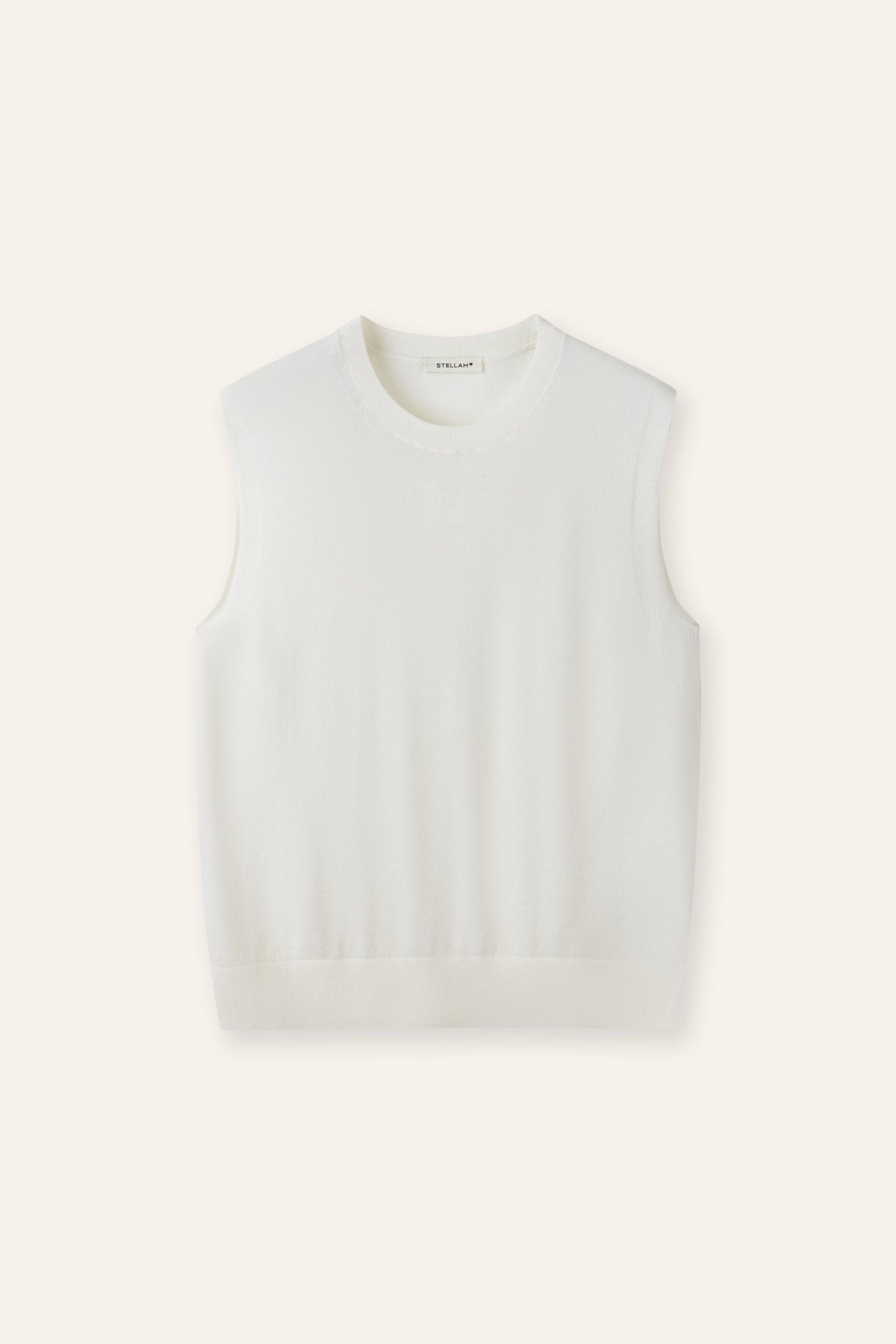 AMER superfine wool tank top (White) - STELLAM