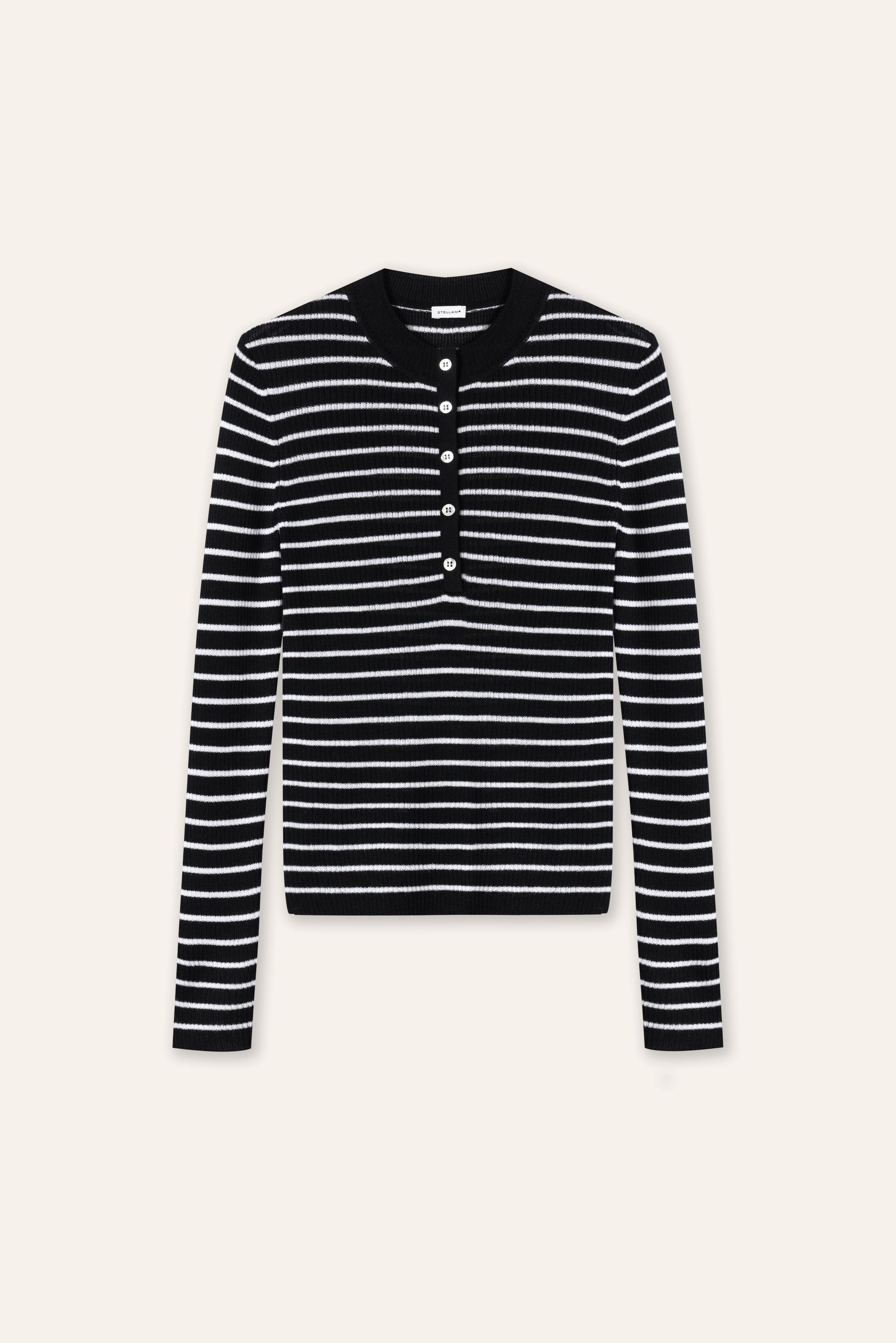 HERA 丝混纺毛衣（黑白条纹）