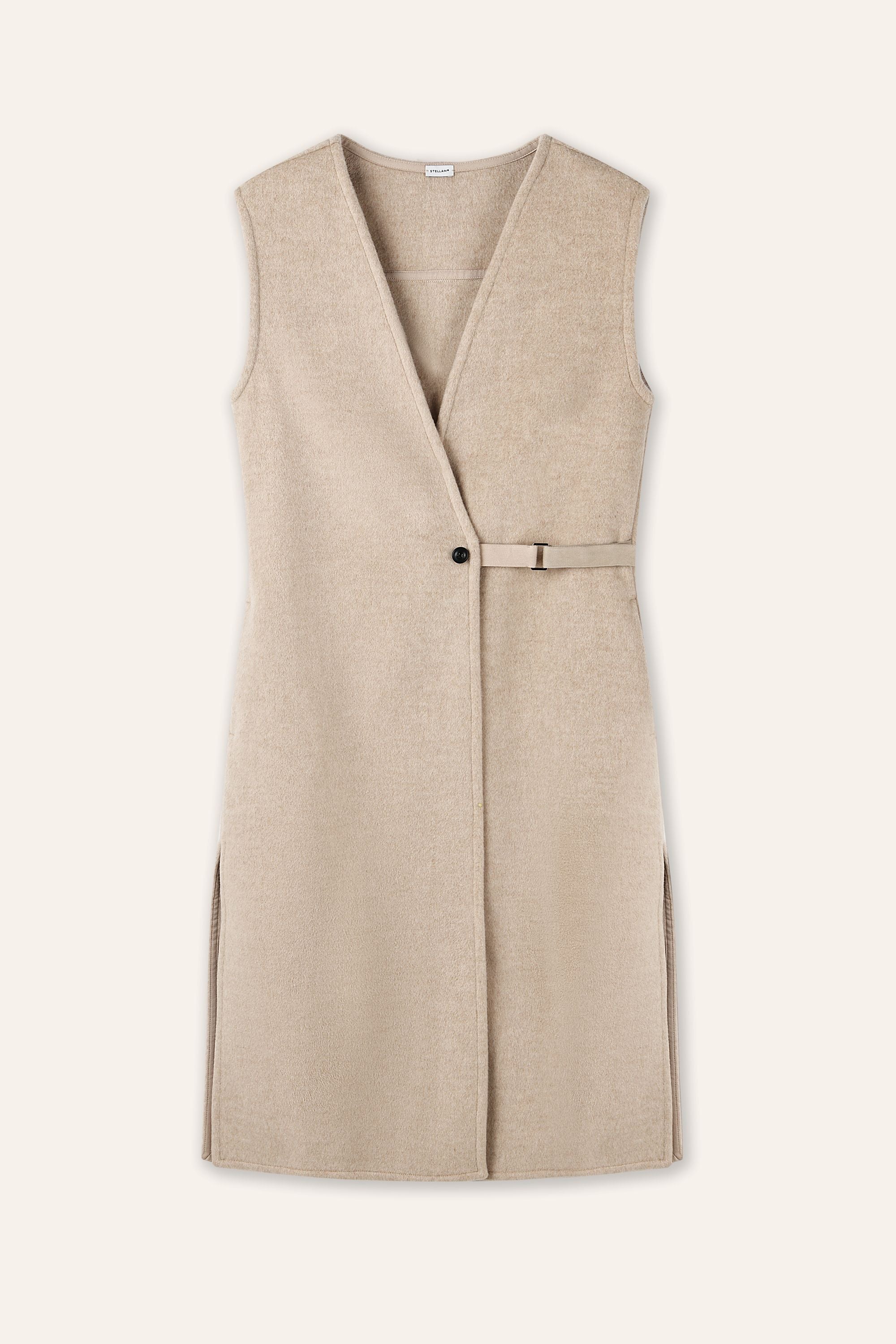 MAWI 羊绒混纺长背心（米色）