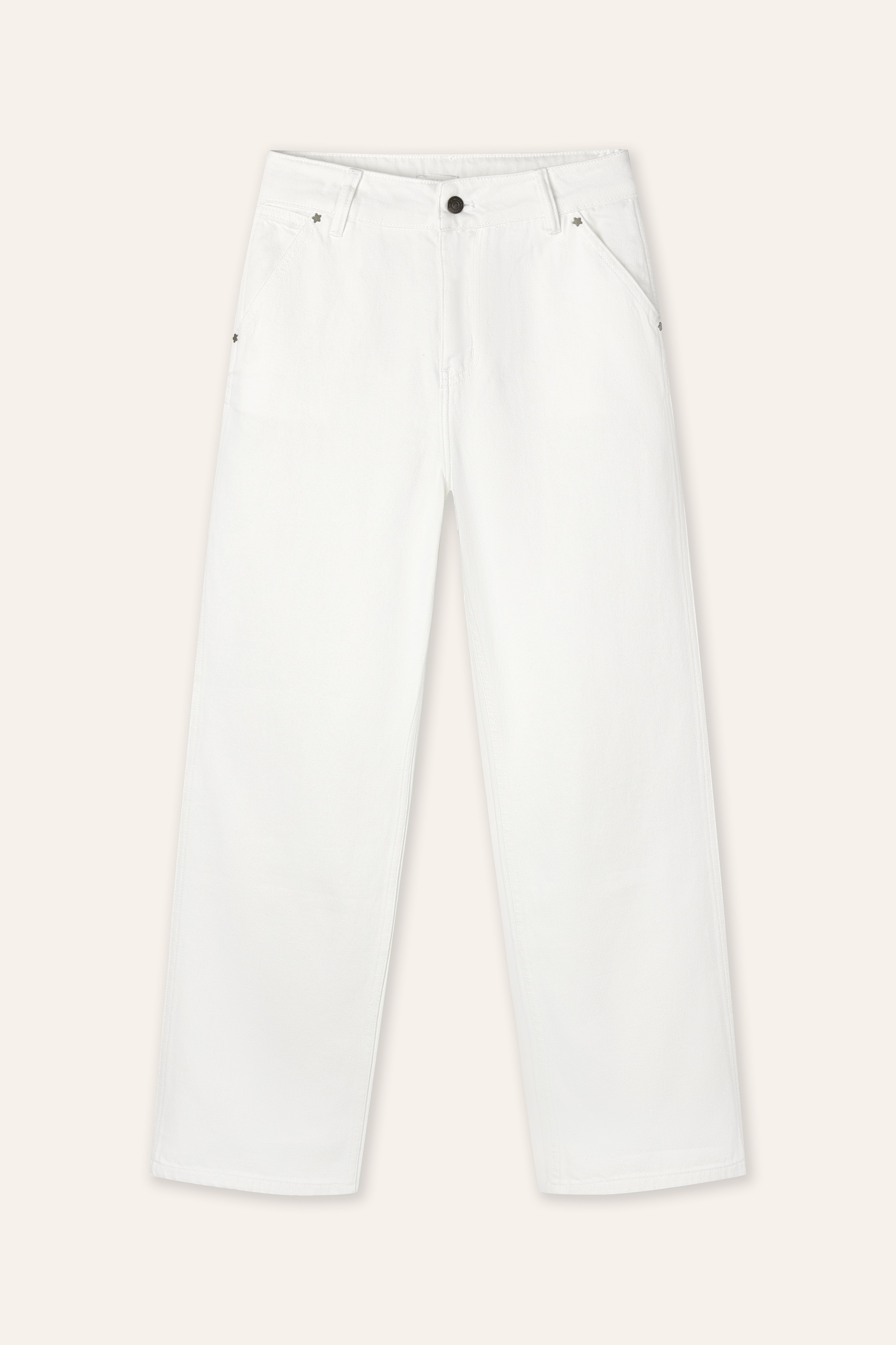 PERFECT 高腰宽腿牛仔裤（白色）